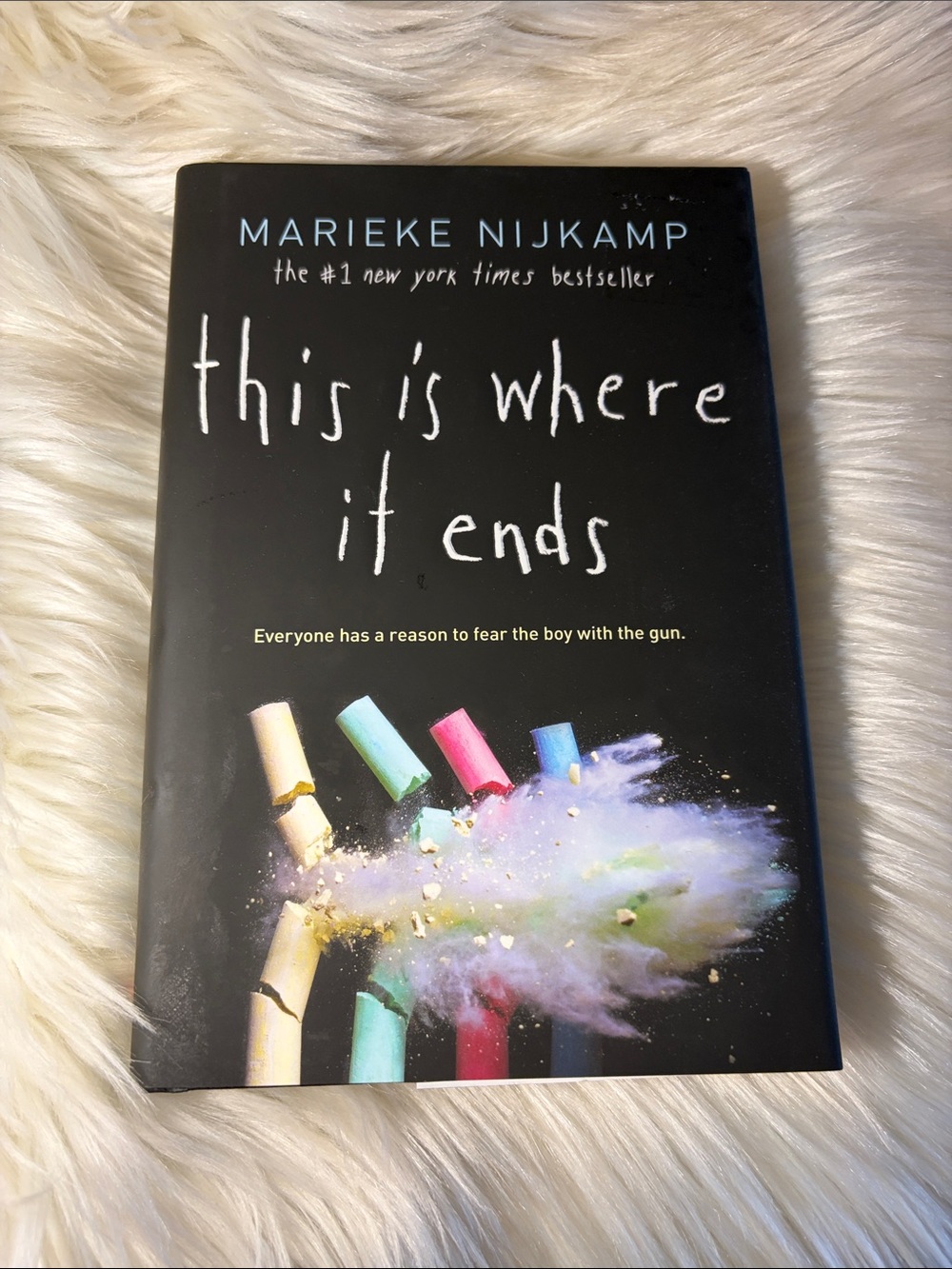 📚 3 for $15 📚 This Is Where It Ends' Black hardcover book - Colorful Chalk Burst